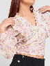 Blusa Estampada Flores Manga Larga