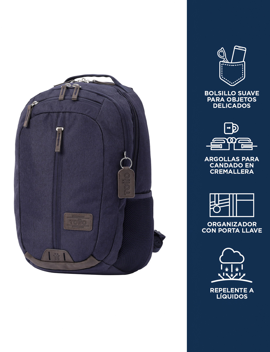 Mochila Unicolor Varios Bolsillos Totto