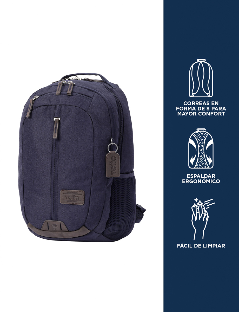 Mochila Unicolor Varios Bolsillos Totto