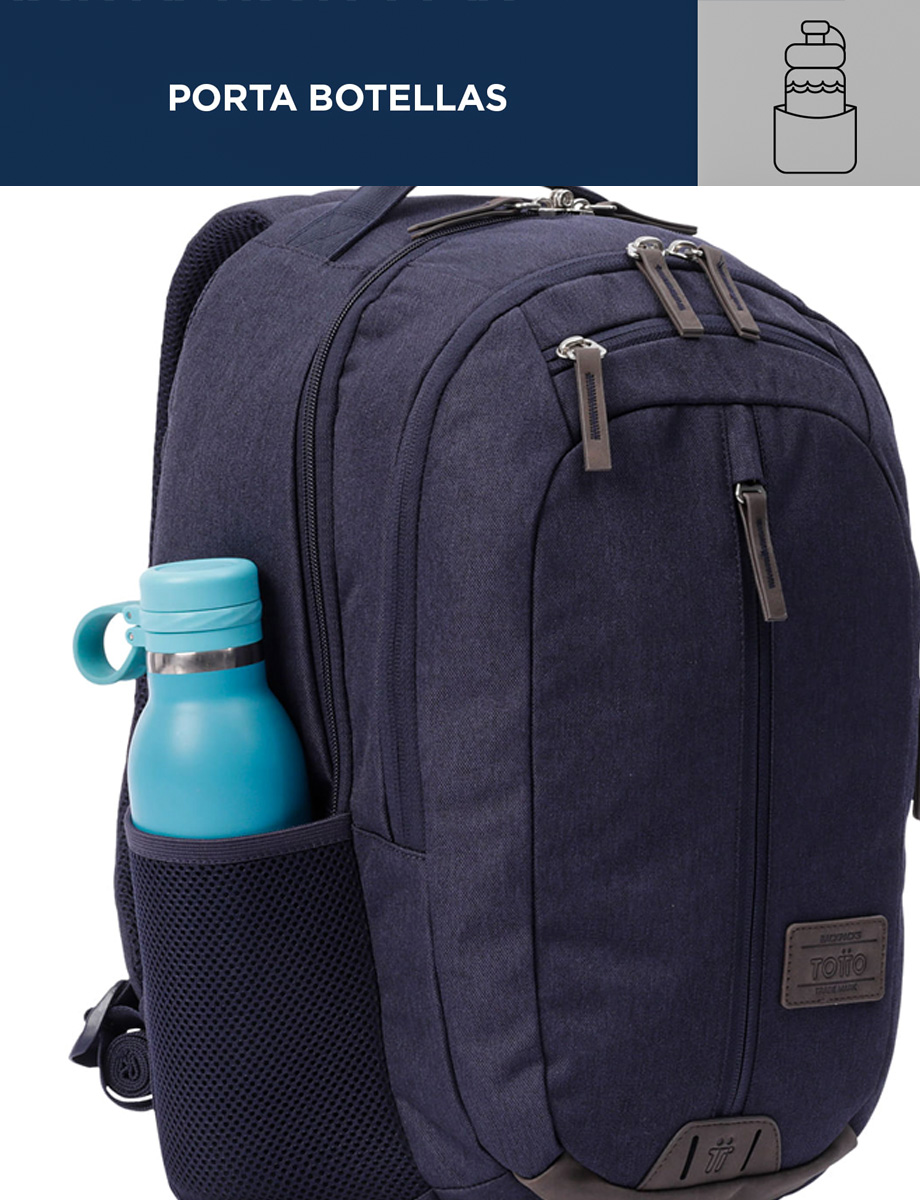 Mochila Unicolor Varios Bolsillos Totto