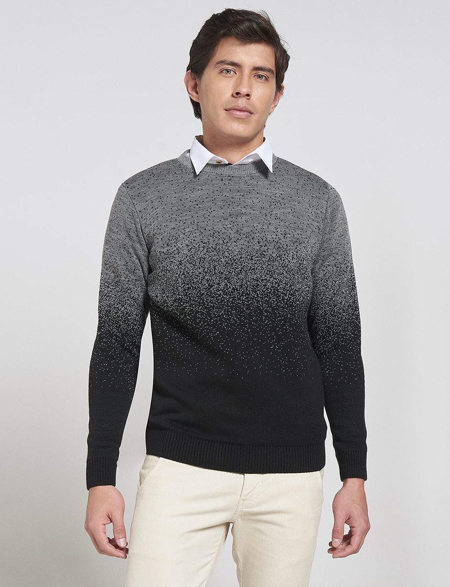 Sweater con Degradado Negro/Gris