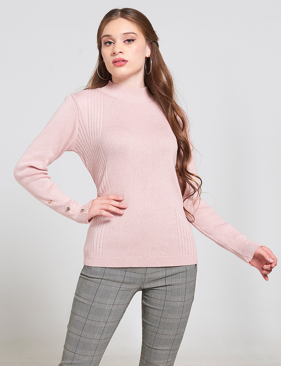 Sweater Cuello Alto Rosa