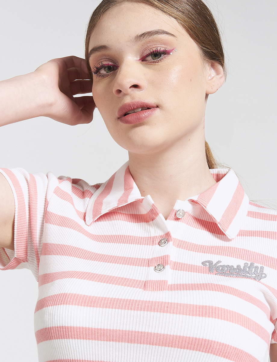 Vestido Polo a Rayas Rosa