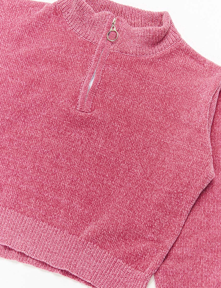 Sweater Unicolor Cuello con Cierre