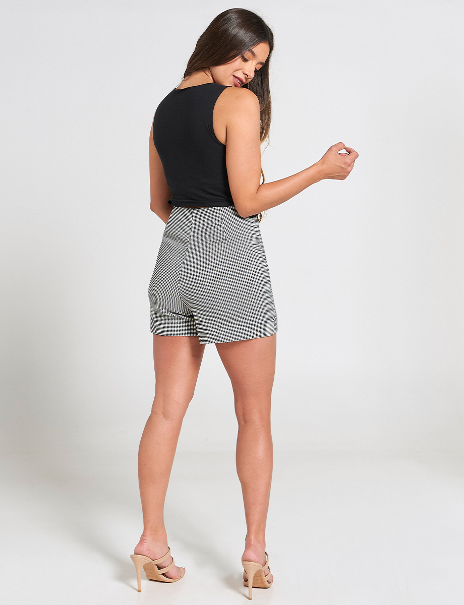 Falda Short a Cuadros Negro/Blanco