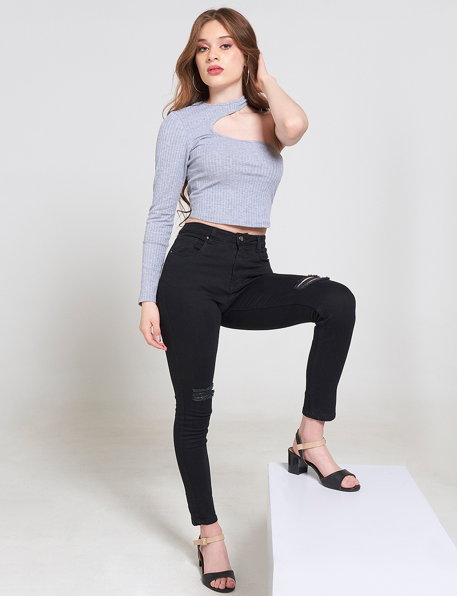 Jean Skinny con Rasgados Negro