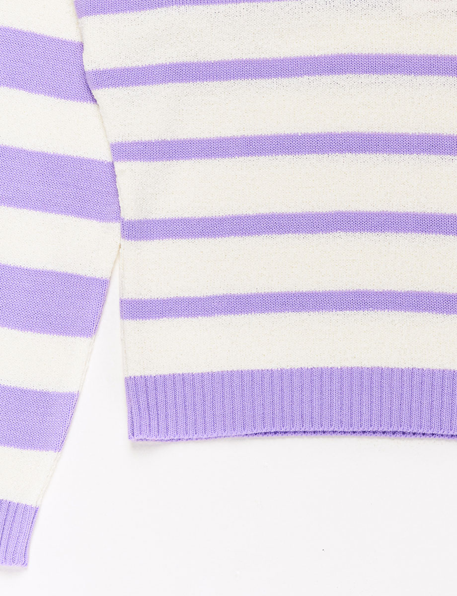 Sweater Corto a Rayas Lila