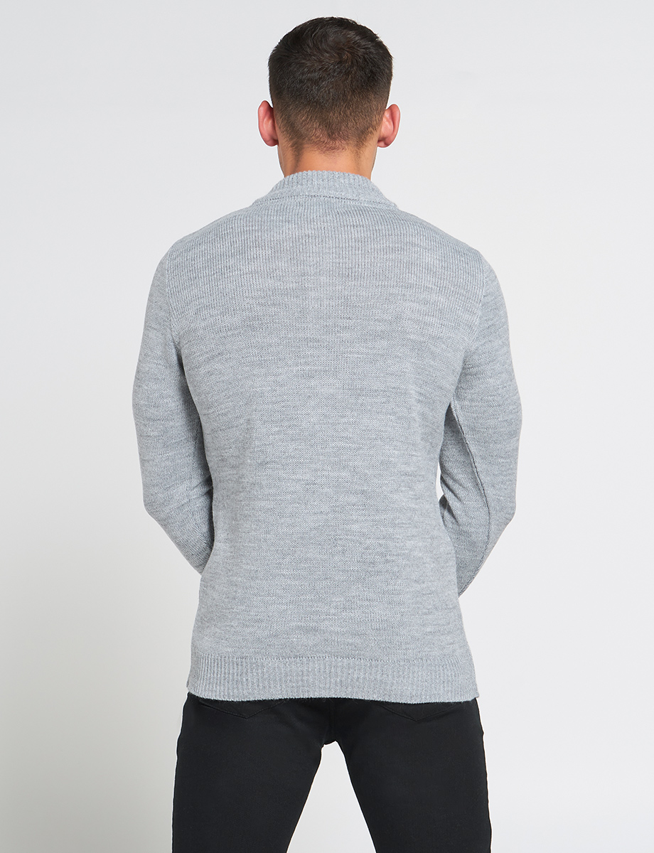 Sweater con Textura de Trenzas Gris