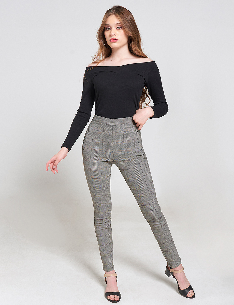 Legging a Cuadros Cintura Alta
