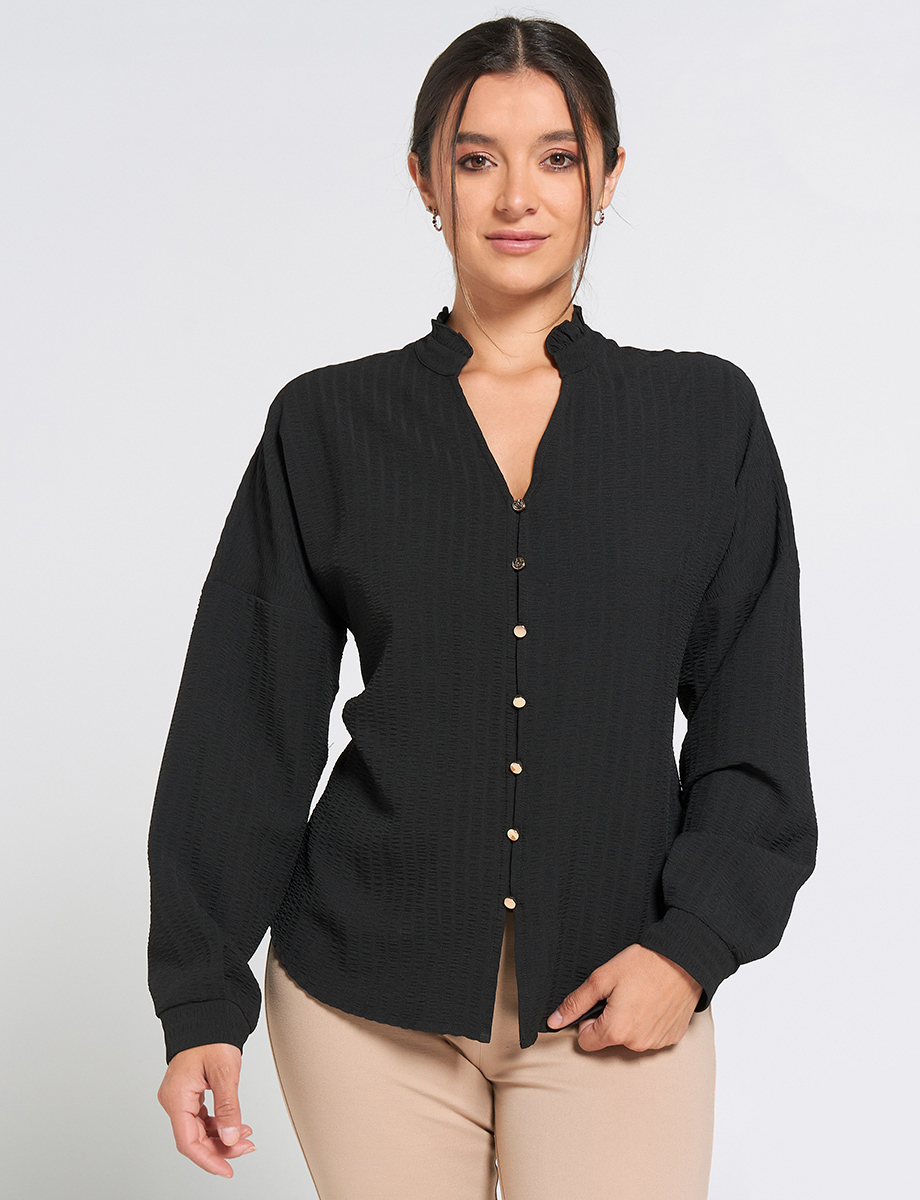 Blusa Camisera Unicolor Manga Larga
