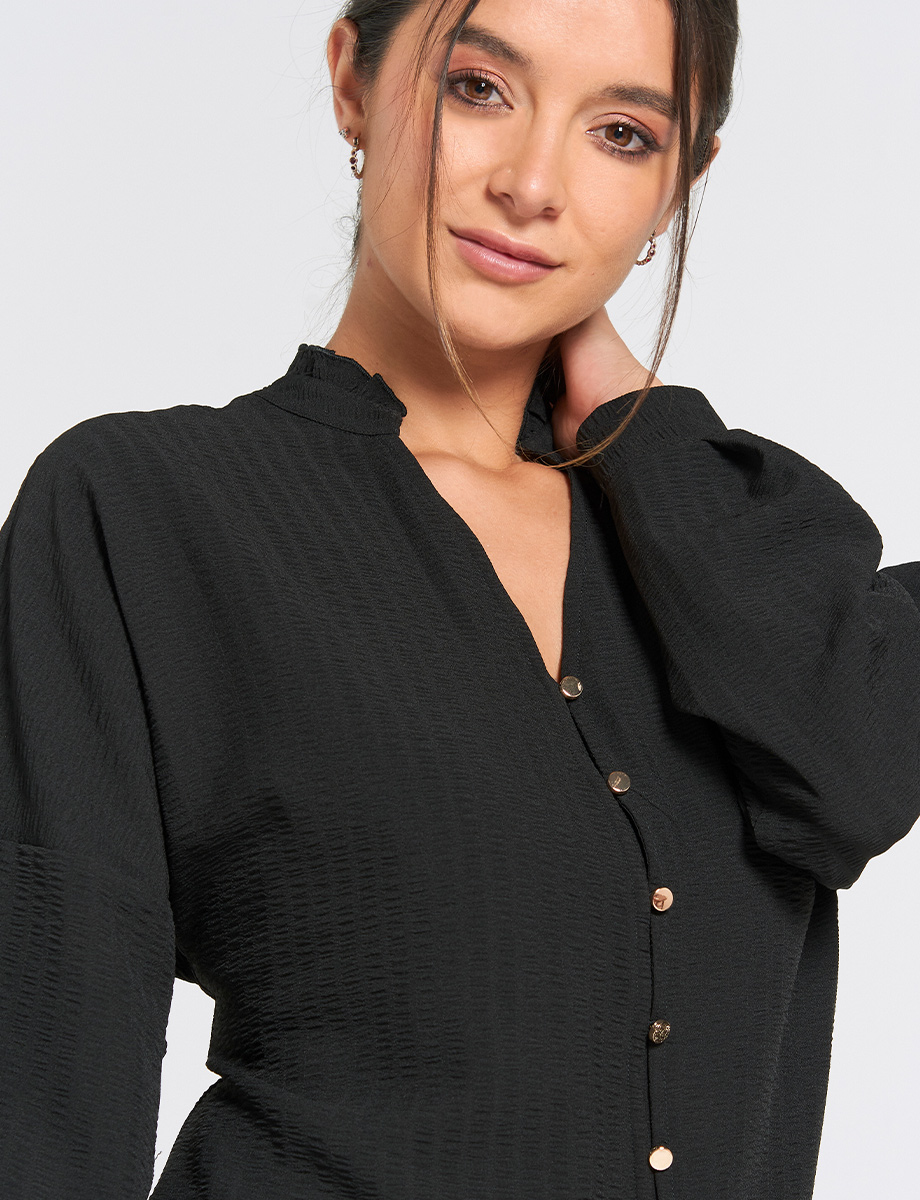 Blusa Camisera Unicolor Manga Larga