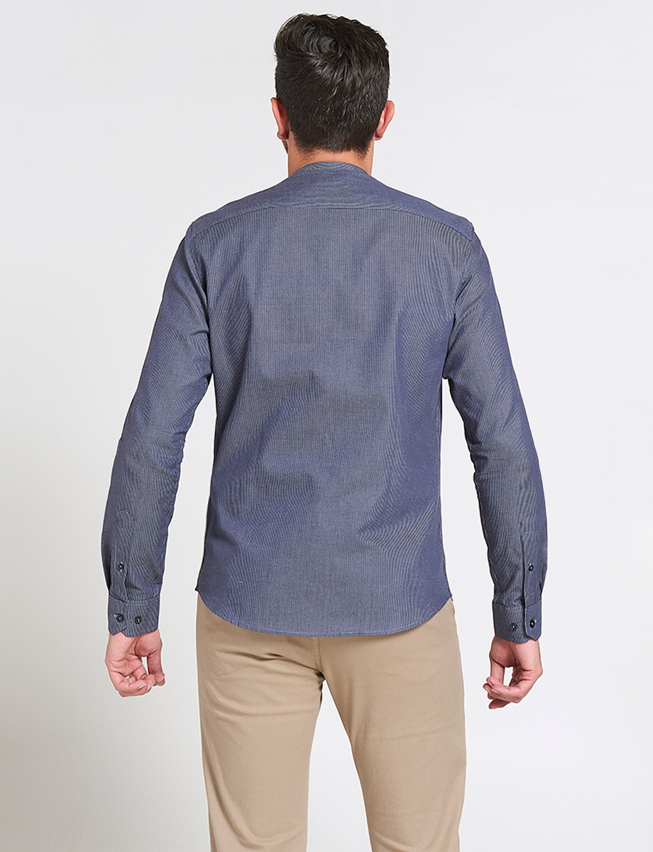 Camisa a Rayas Cuello Mao