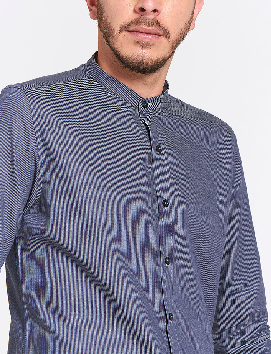 Camisa a Rayas Cuello Mao