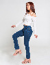 Jean Pretina Ancha 3 Botones Azul