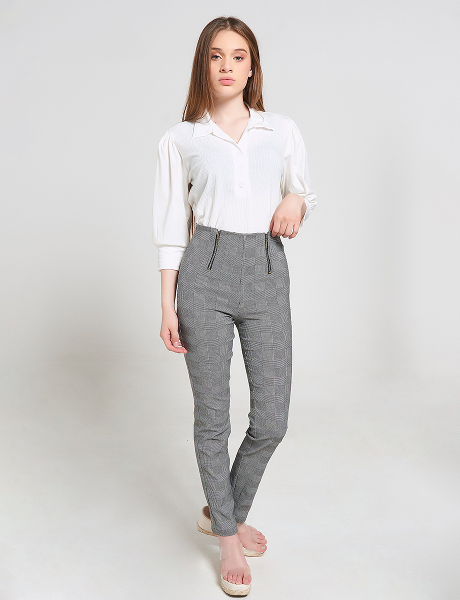Pantalón a Cuadros con Cierres