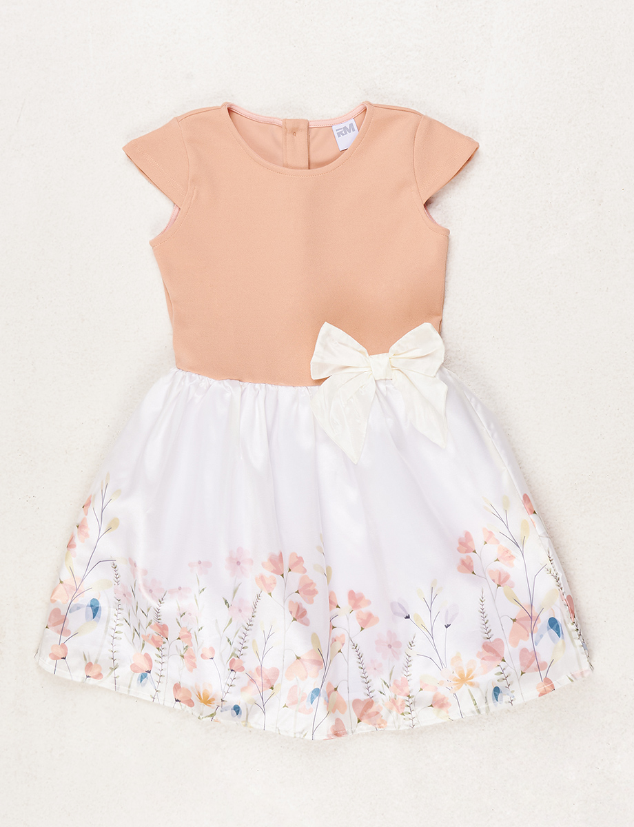 Vestido esc Formal Tafetán con Lazo