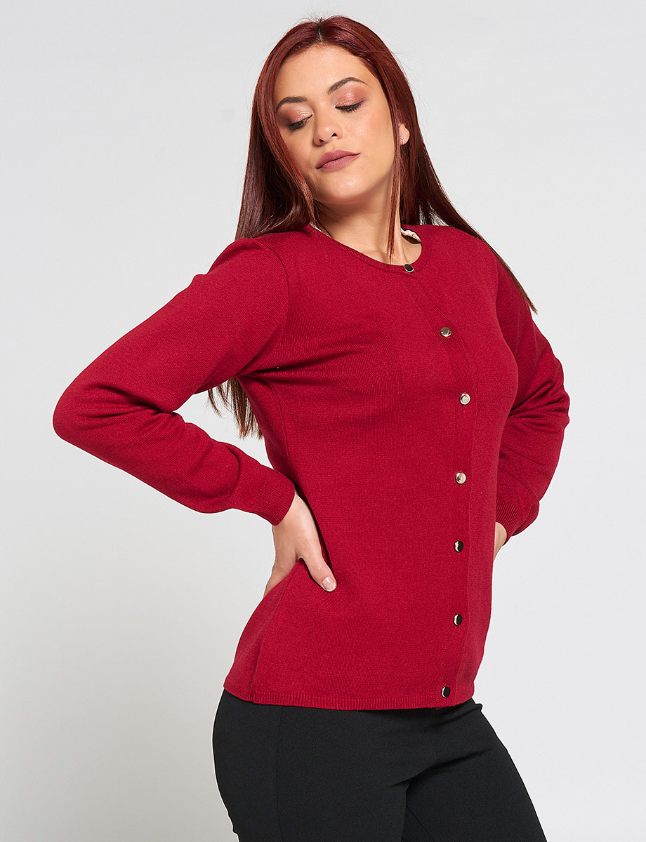Sweater con Botones Rojo