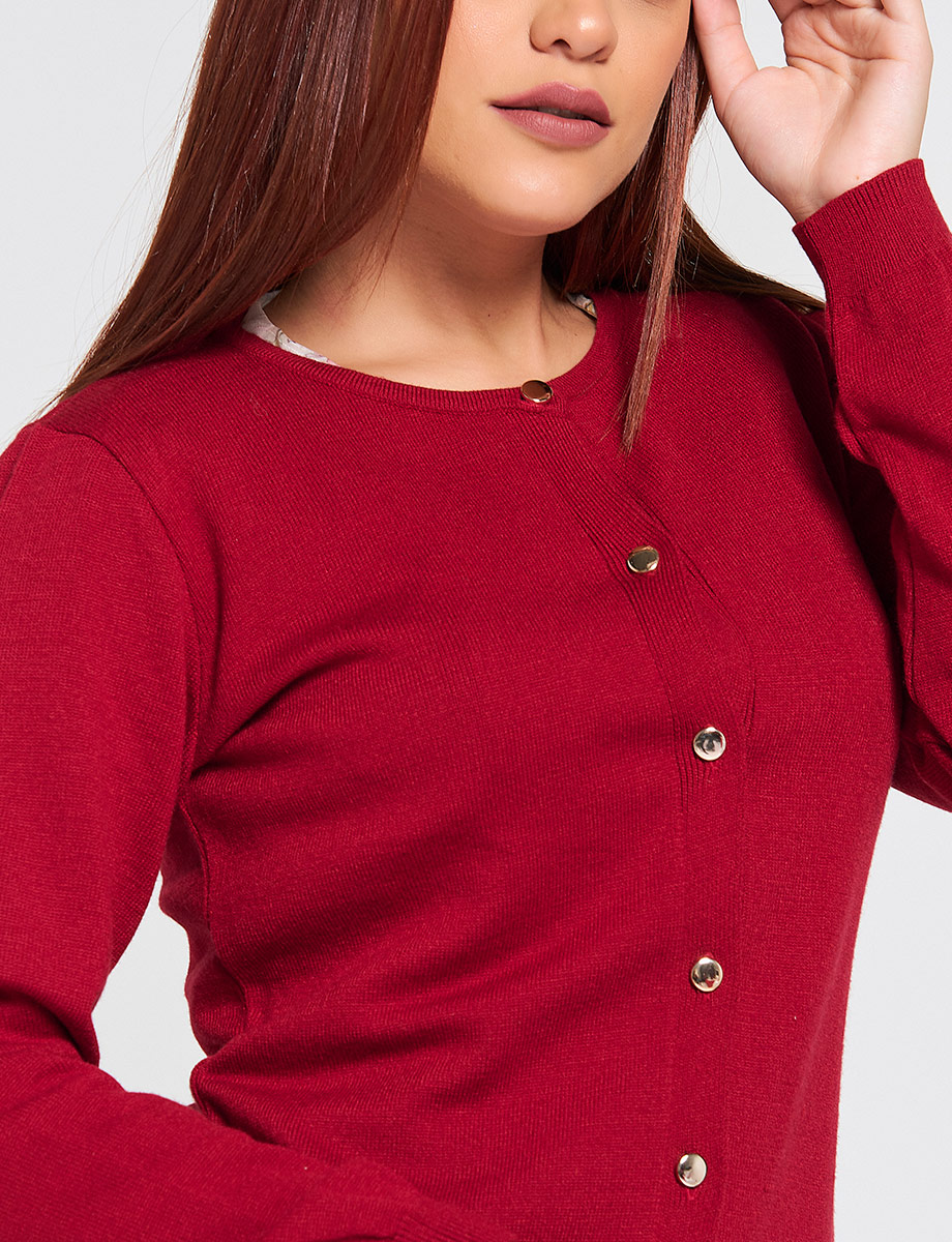 Sweater con Botones Rojo