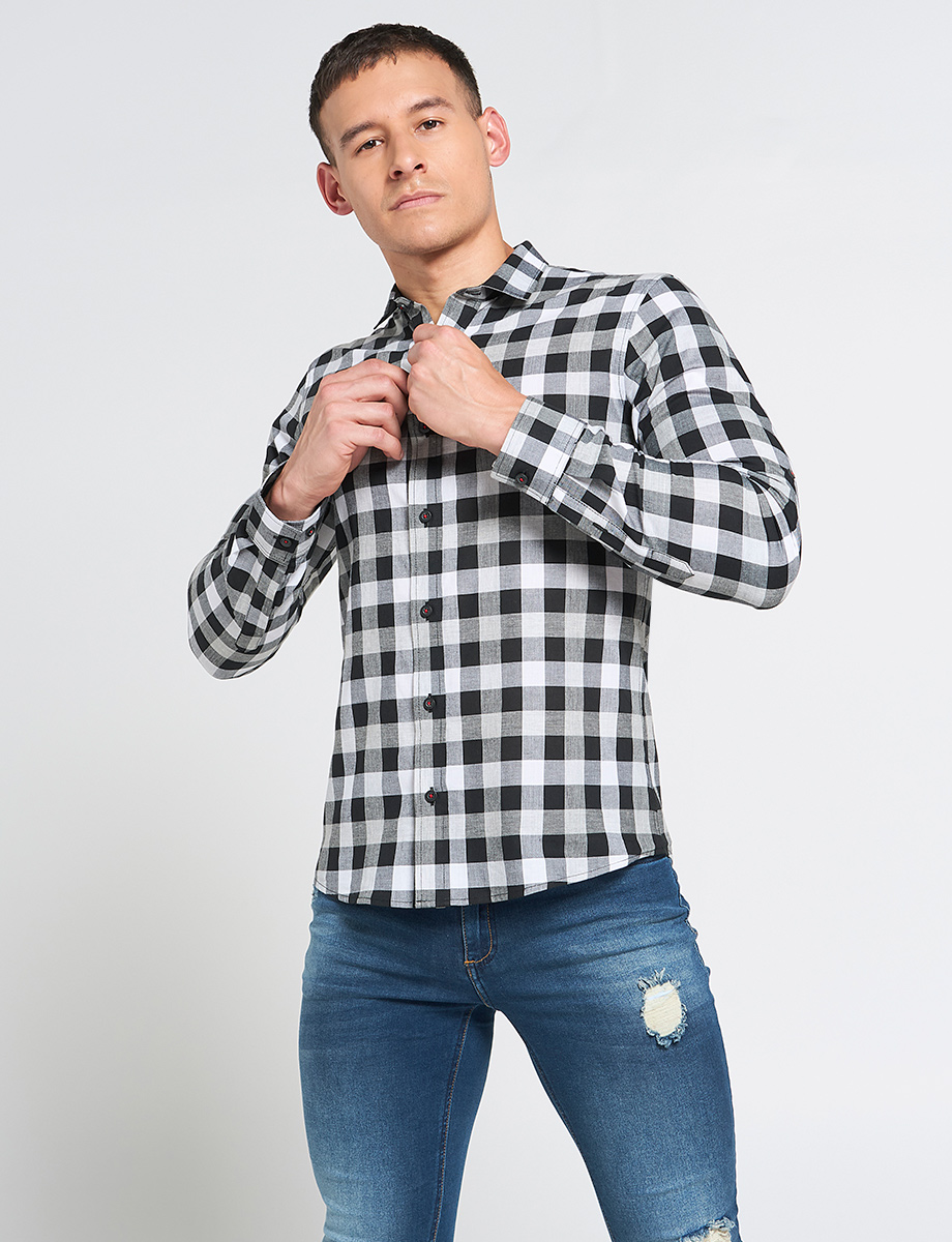 Camisa Cuadros Blanco-Negro
