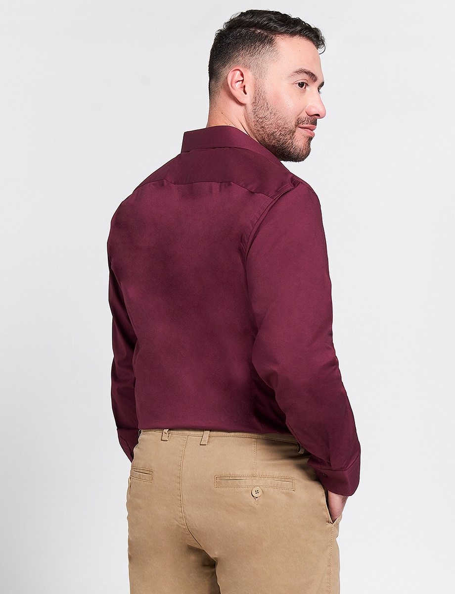 Camisa Ejecutiva Vino Manga Larga