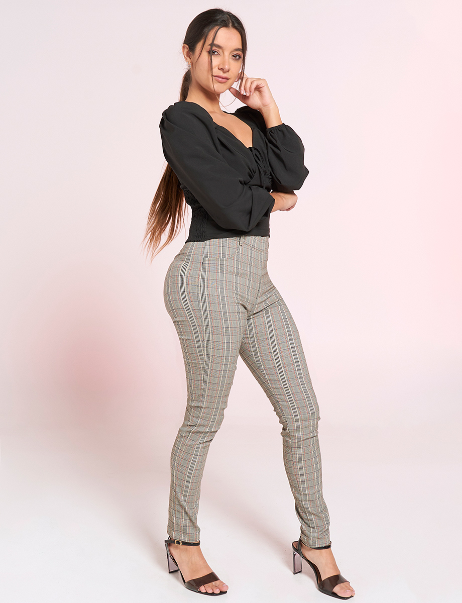 Leggings a Cuadros Tiro Alto
