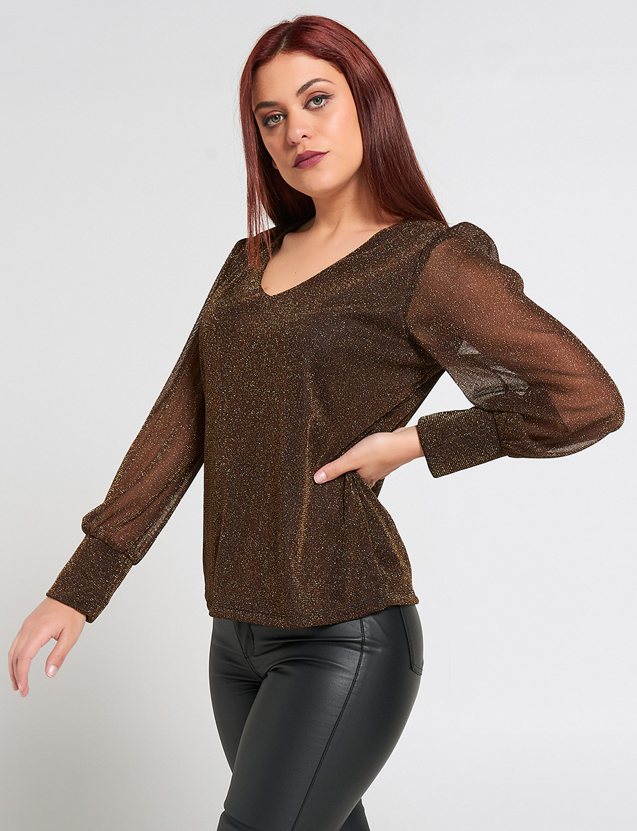 Blusa Brillos Café