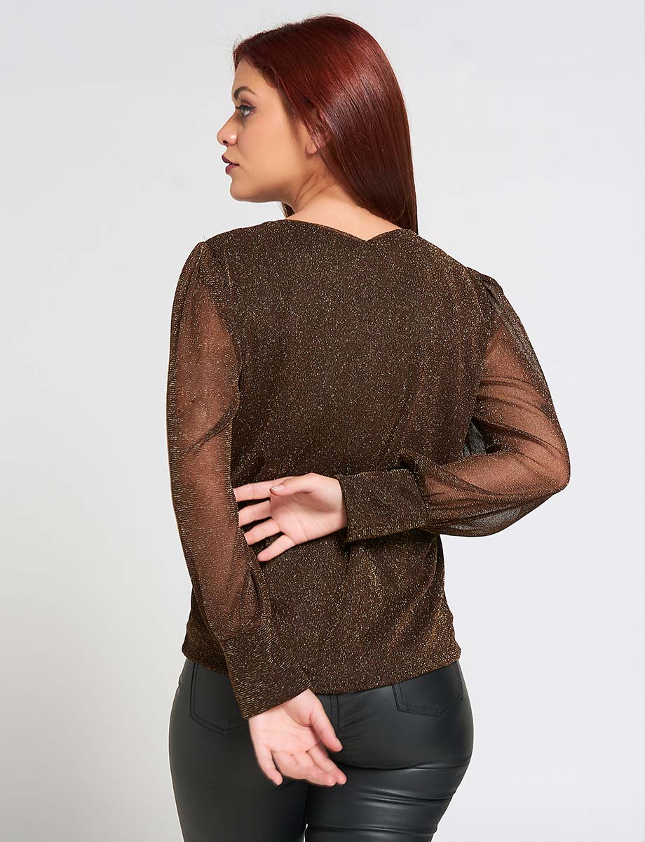 Blusa Brillos Café