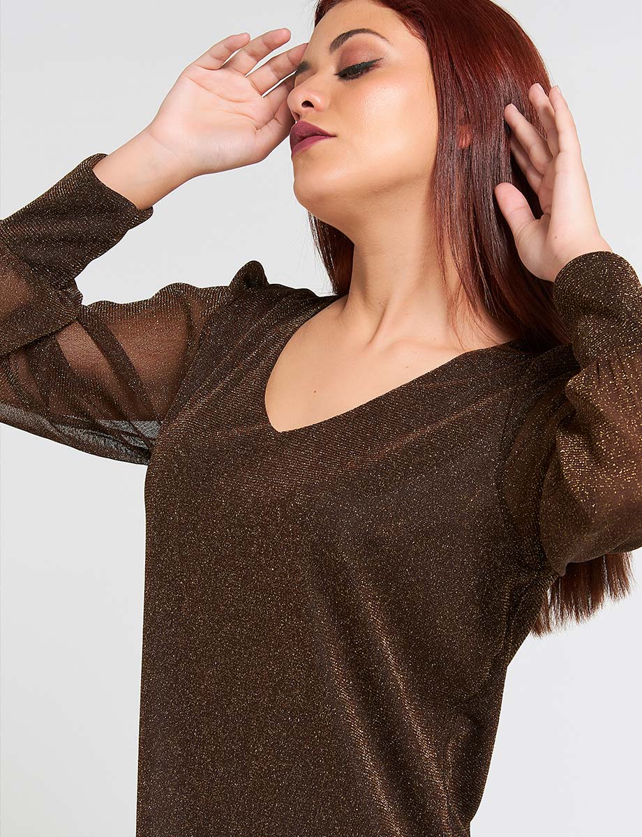 Blusa Brillos Café
