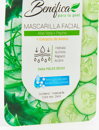 Mascarilla Facial Aloe Vera + Pepino Benéfica