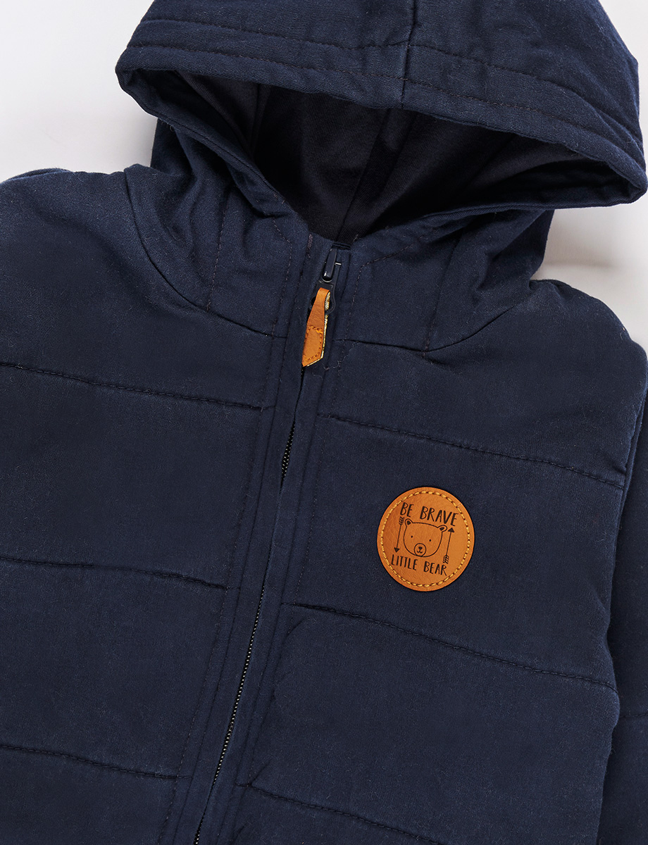 Chaqueta Acolchada con Capucha Azul marino