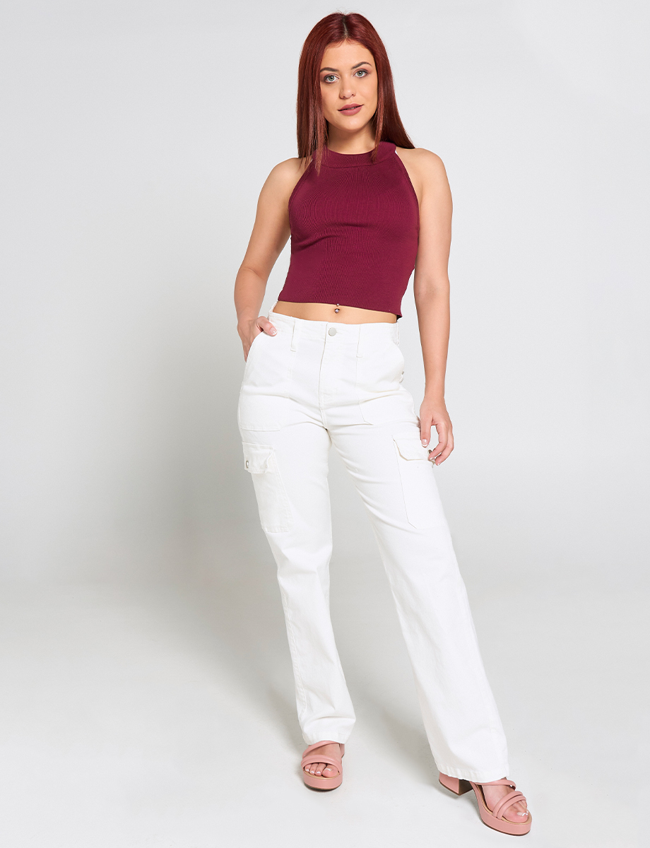 Pantalón Cargo Basta Ancha Unicolor