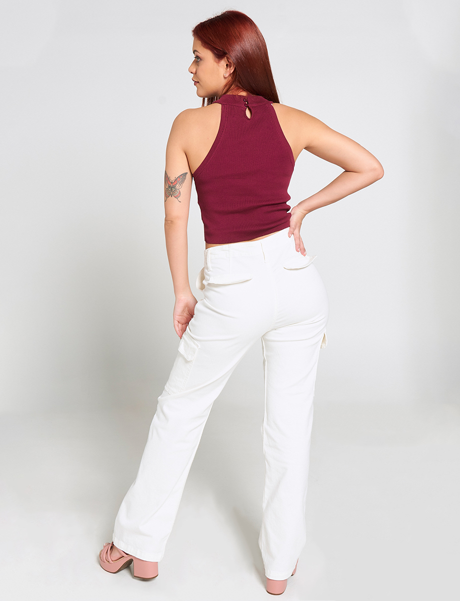 Pantalón Cargo Basta Ancha Unicolor