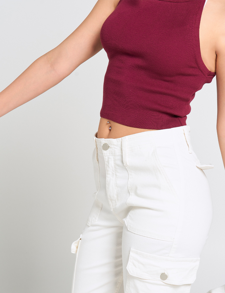 Pantalón Cargo Basta Ancha Unicolor