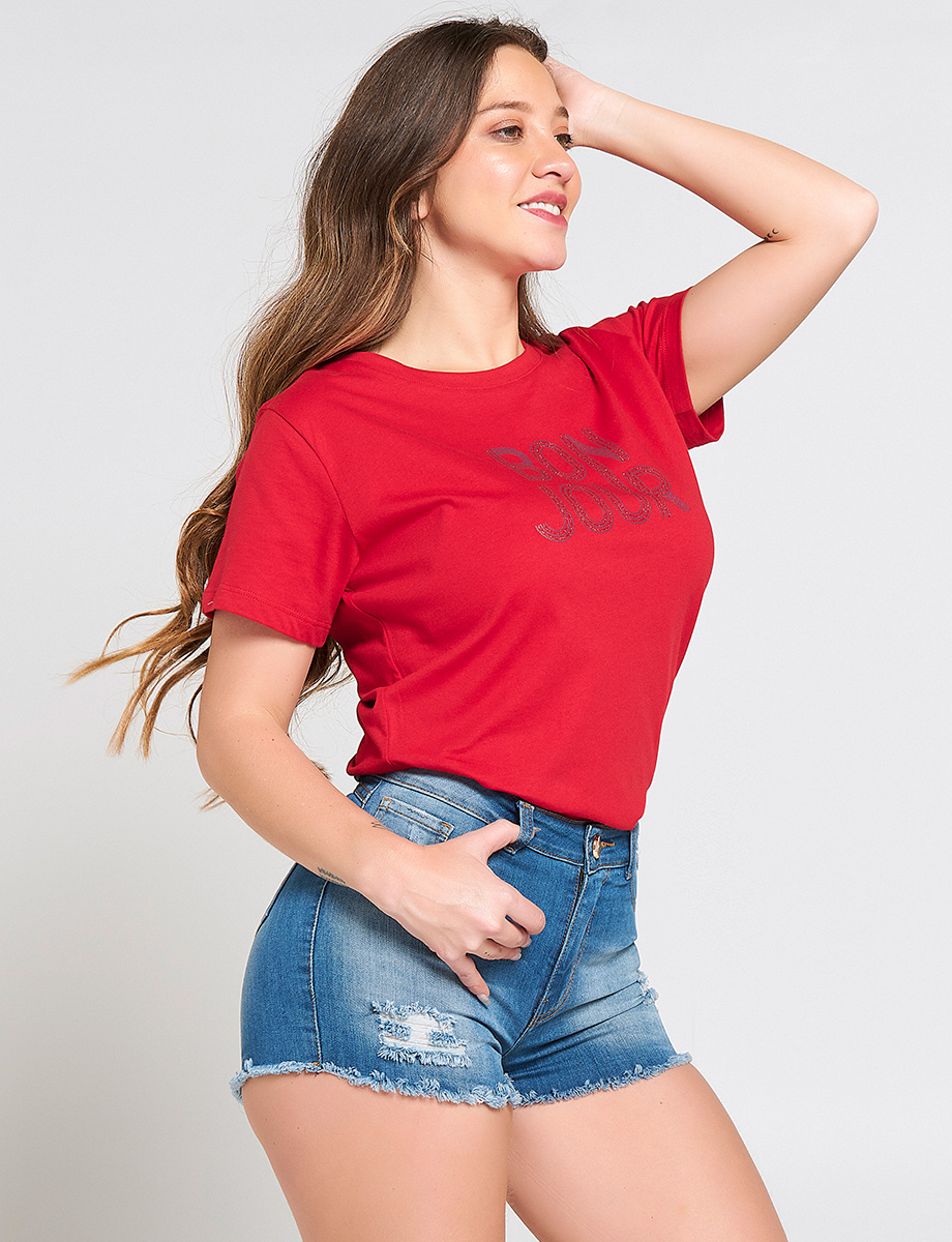 Camiseta Roja Estampada