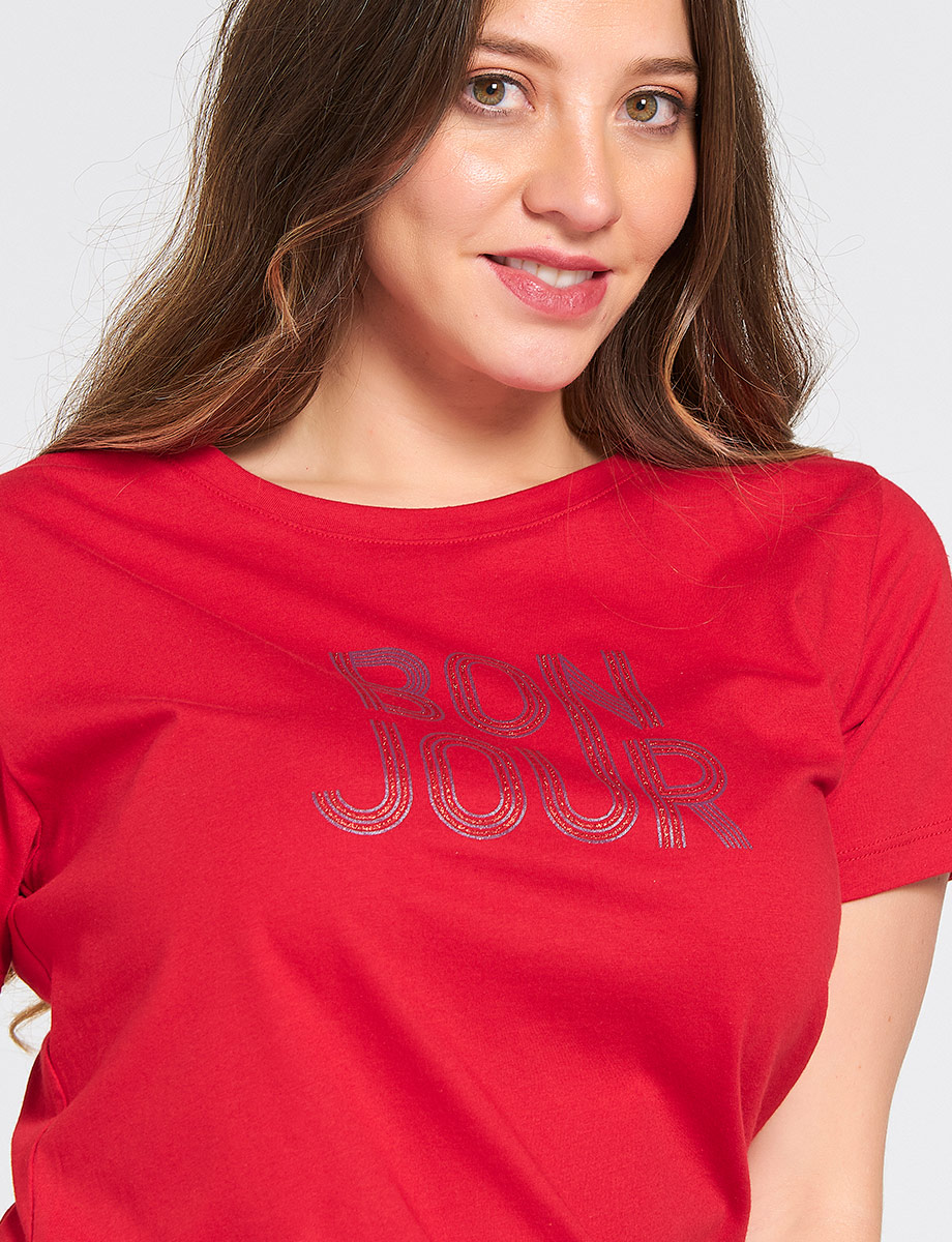 Camiseta Roja Estampada