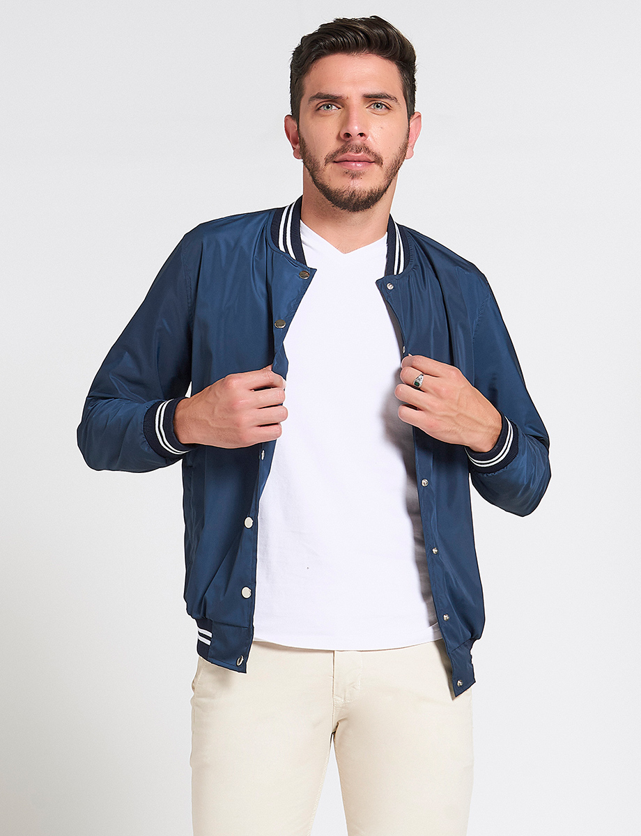 Chaqueta Bomber con Líneas Azul marino
