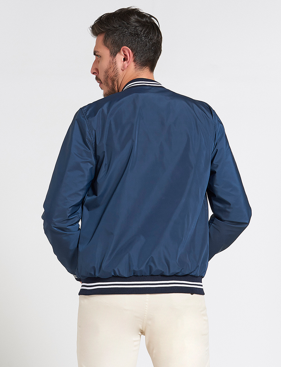 Chaqueta Bomber con Líneas Azul marino