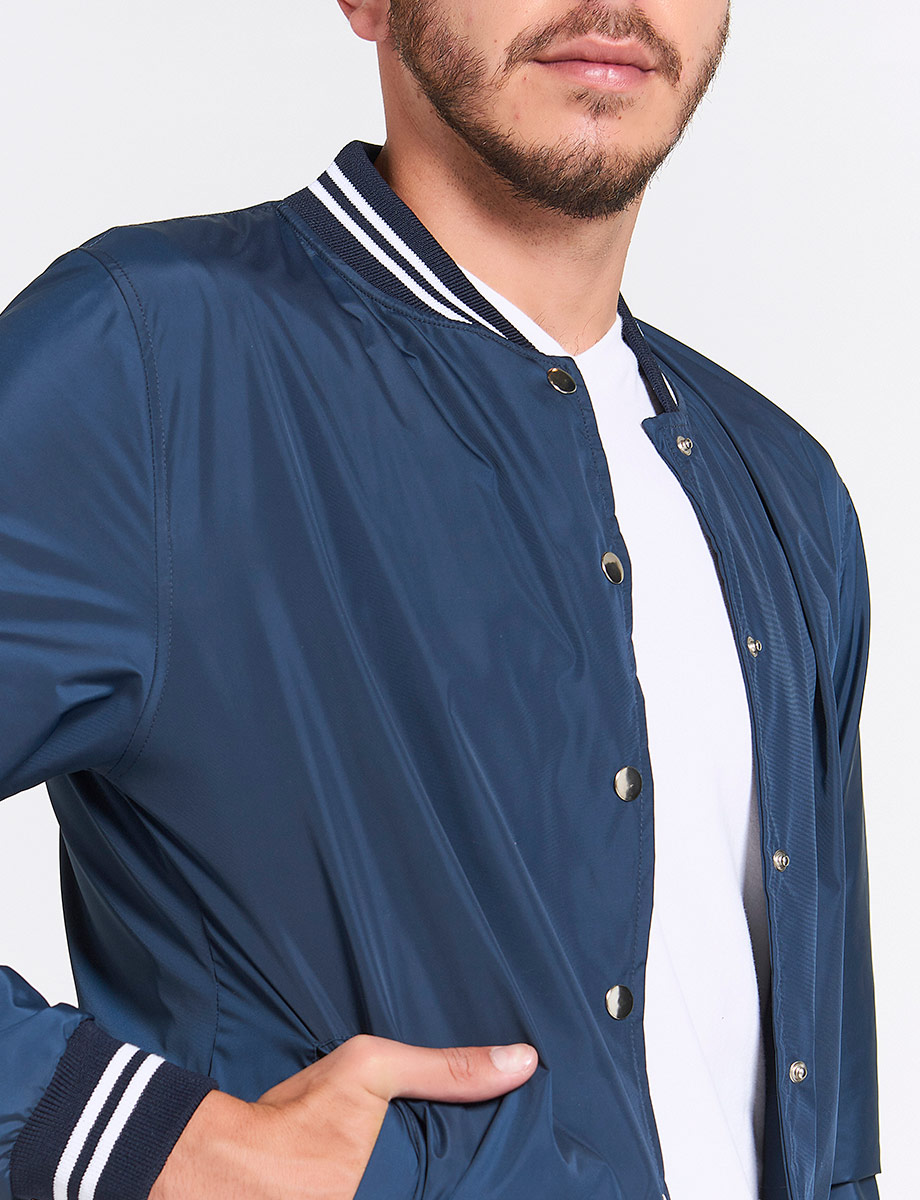 Chaqueta Bomber con Líneas Azul marino