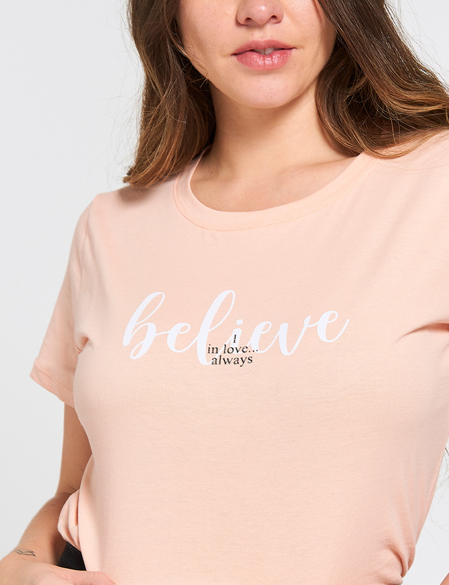 Camiseta Rosado claro Believe