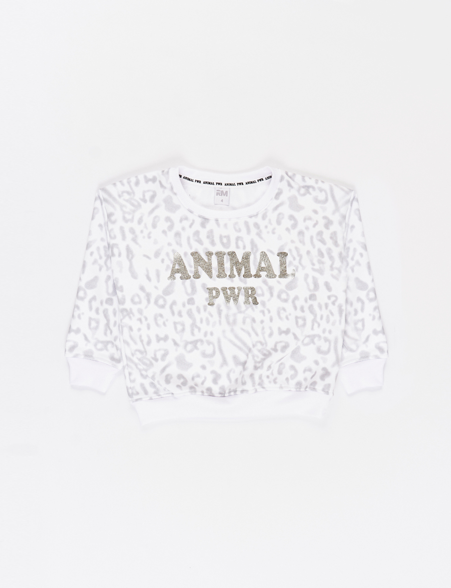 Buzo pre Animal Print Blanco