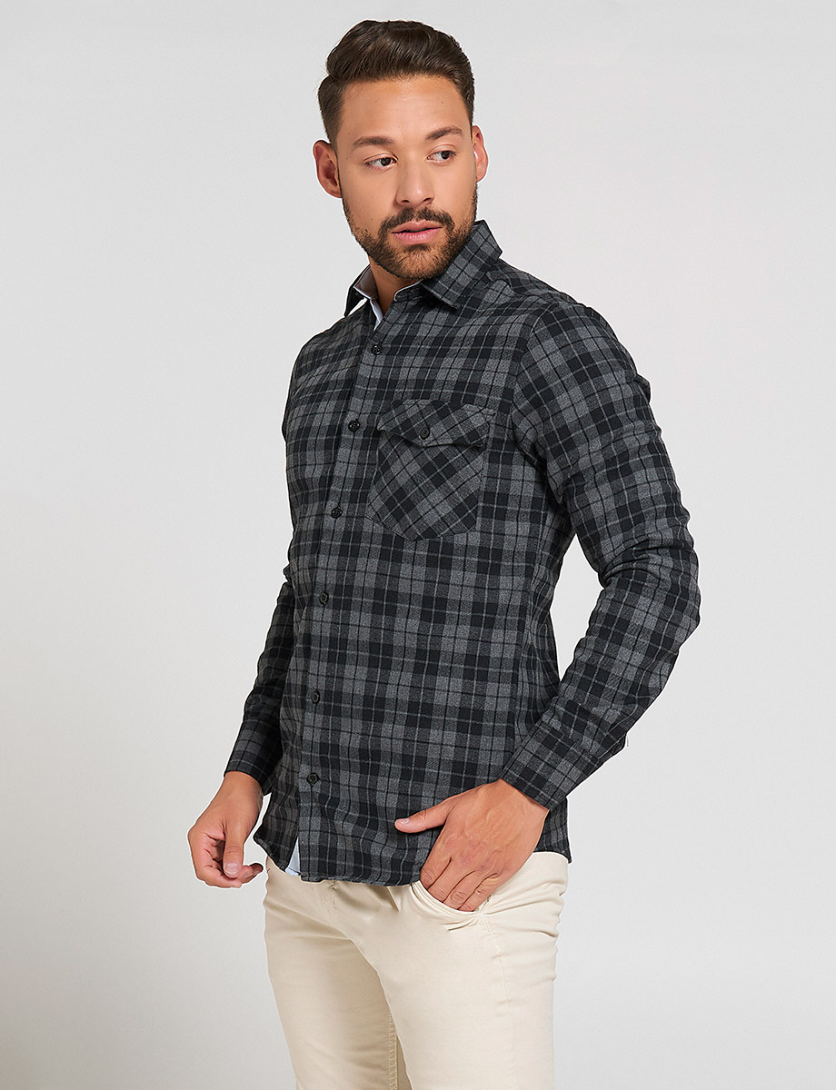 Camisa Leñador a Cuadros Negro/Gris