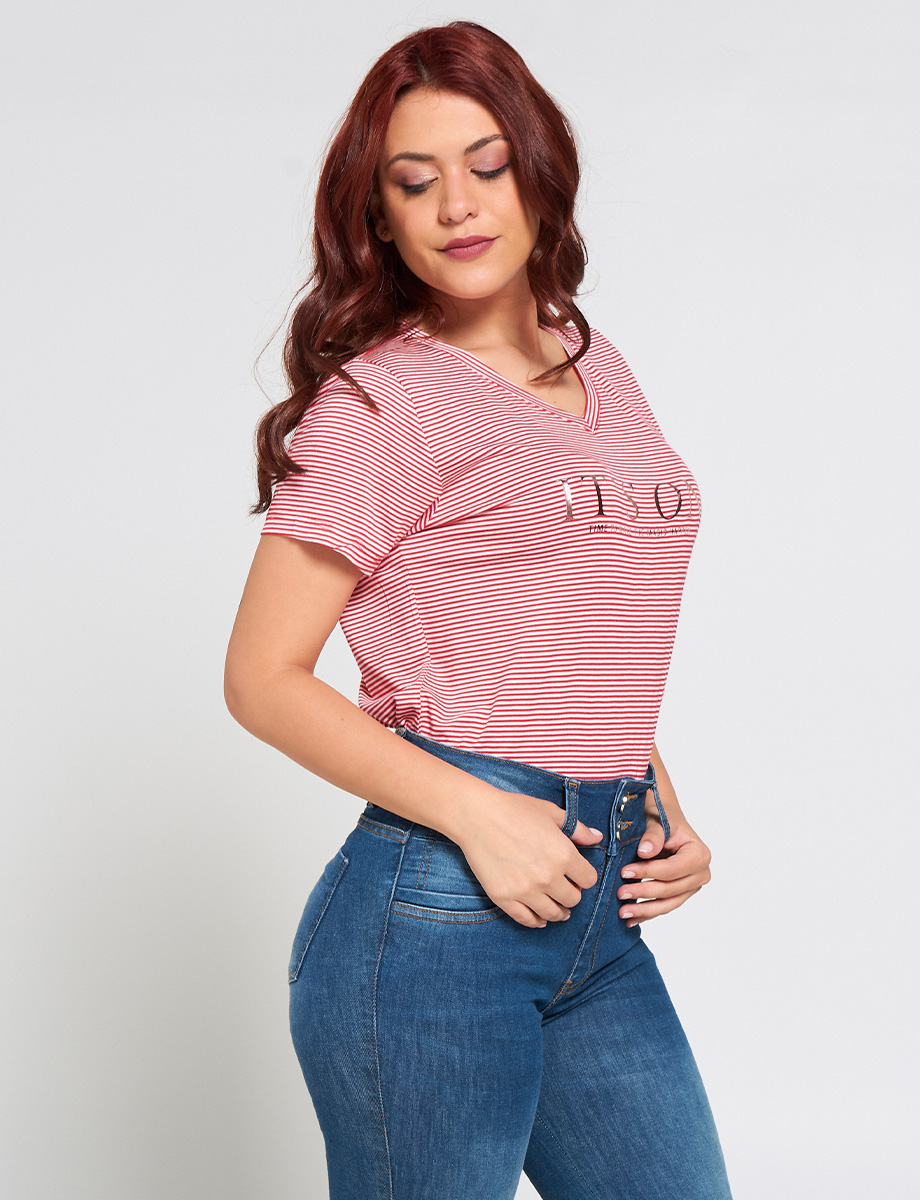 Camiseta a Rayas Roja