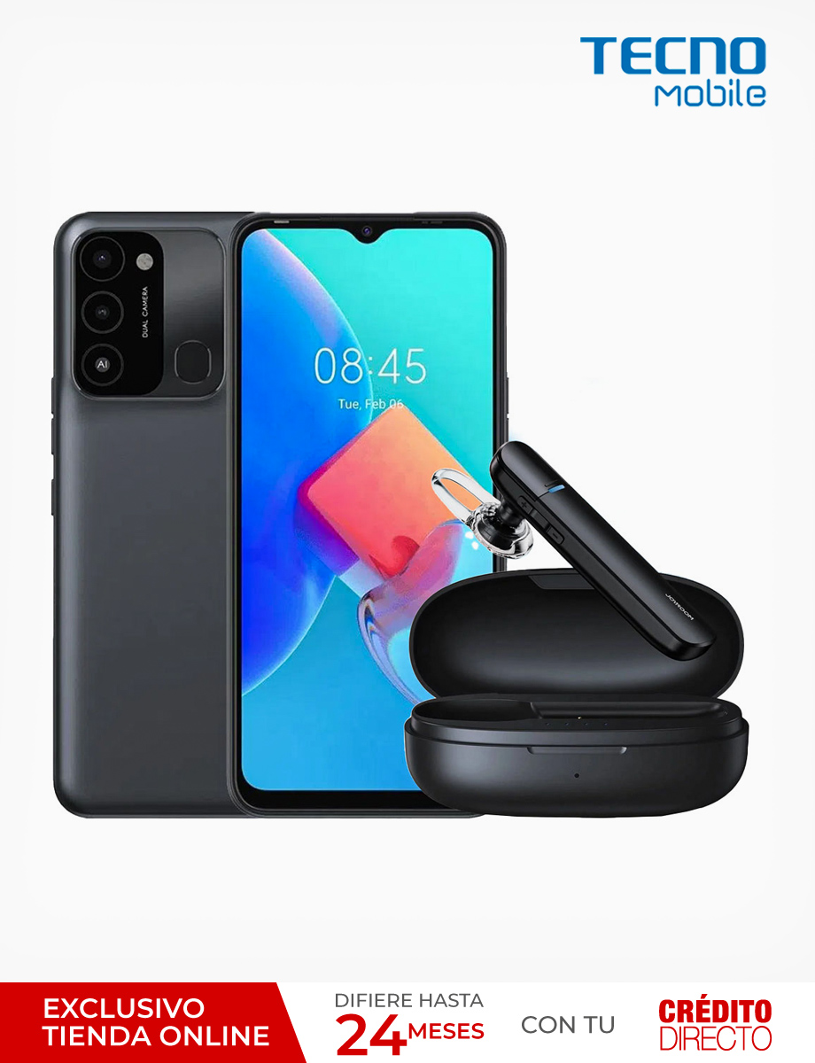 Combo Tecno Spark 8C Negro + Audífonos Inalámbrico Joyroom