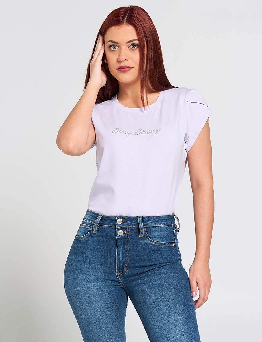 Camiseta Lila Manga Tulipán