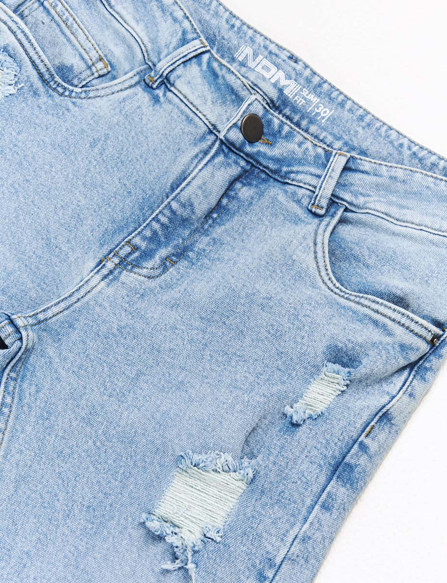 Jean Slim con Rotos Azul claro