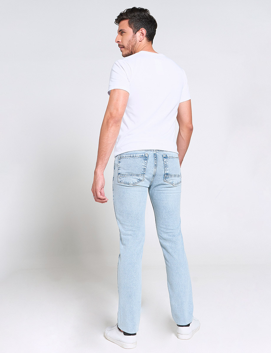 Jean Regular con Rotos Celeste claro