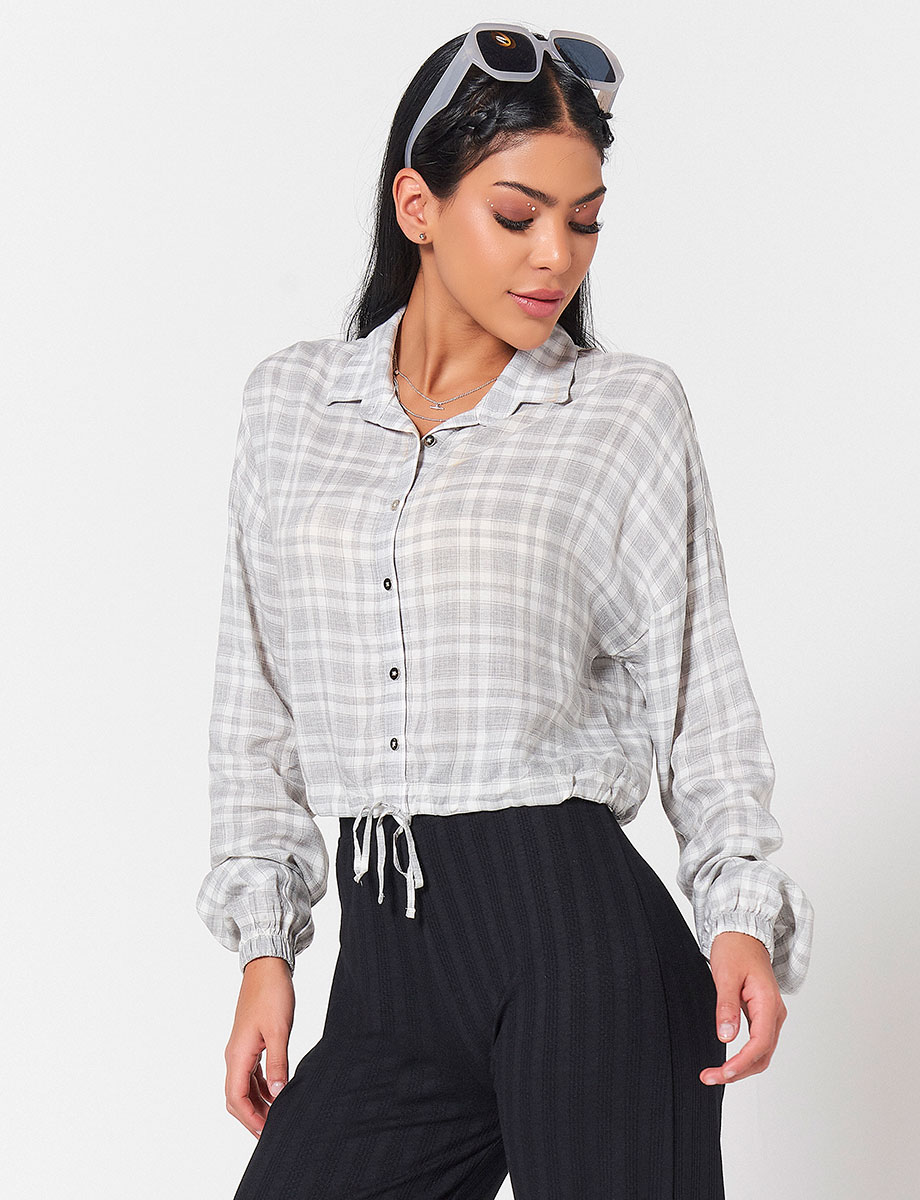 Blusa a Cuadros Gris