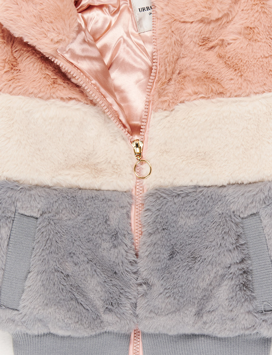 Chaqueta pre Peluche Bloques de Color