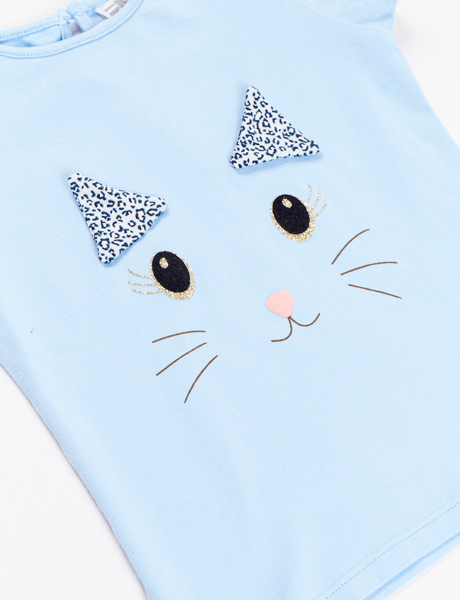 Camiseta Gato Celeste