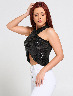 Top Lentejuelas con Cruce Frontal Negro